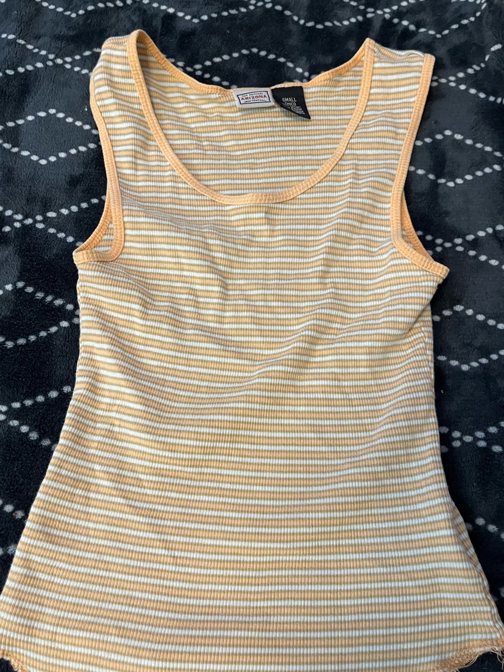 Vintage Arizona Jean Company Yellow & White Striped Ribbed Tank